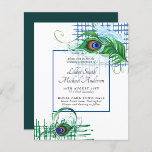 Papier Elégant PEACOCK FEATHER Mariage Inviter BUDGET