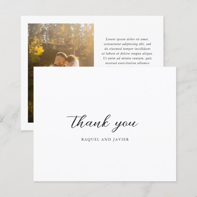 Papier Elegant Photo Budget Wedding Thank You Card (Devant / Derrière)