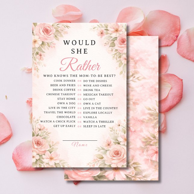 Papier Elegant Pink Floral Would She Rather Game (Créateur téléchargé)