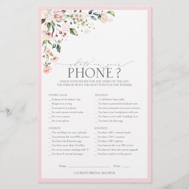 Papier Elégant rose aquarelle Fête des mariées florale Je (Devant)