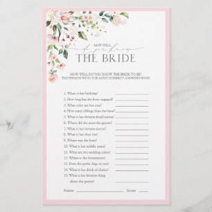 Papier Elégant rose aquarelle Fête des mariées florale Je