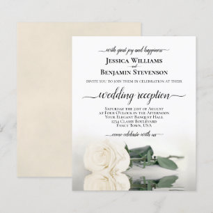 Papier Elégant Rose blanche BUDGET Invitation de réceptio