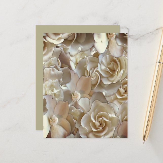 Papier Élégant Rose floral Motif pétal (Devant/Arrière en situation)