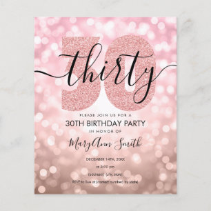 Papier Élégant Rose Gold 30e anniversaire Invitation de f