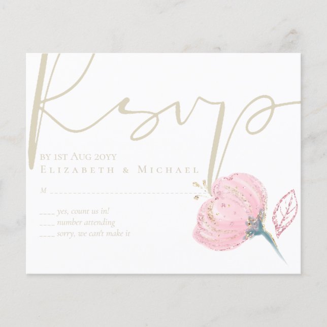 Papier Élégant Rose or moderne Mariage Étincelle (Devant)