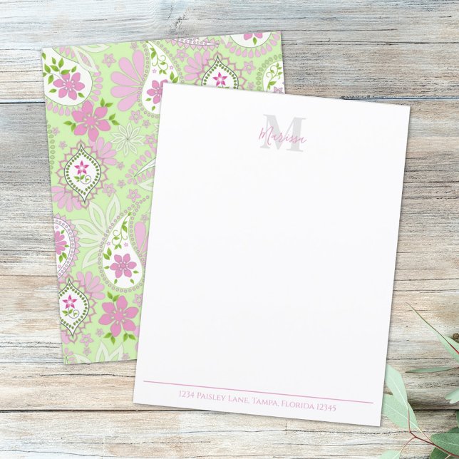 Papier Élégant rose rose rose rose élégant Preppy Monogra (Créateur téléchargé)