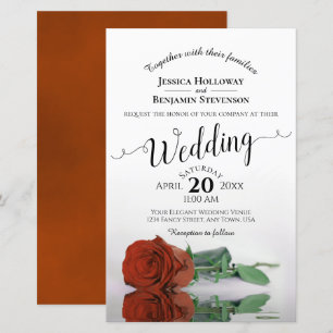 Papier Elégant rouille orange Rose Faire-part de mariage