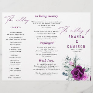 Papier Élégant Rustique Purple Blush Floral Wedding Progr