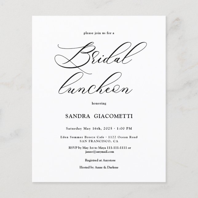 Papier Elegant Script Bridal luncheon Invitation (Devant)
