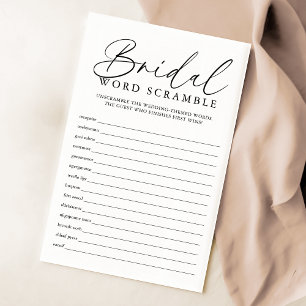Papier Élégant Script Bridal Word Scramble Jeu