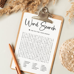 Papier Élégant script moderne   Jeu de recherche de mots 