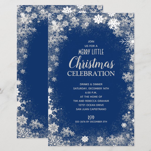 Papier Élégant Snowflakes Noël Holiday Budget Invitation (Devant / Derrière)
