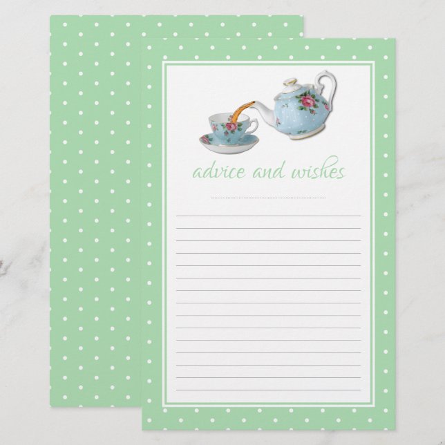Papier Elégant Teacups Baby shower Tea Party Conseils (Devant / Derrière)