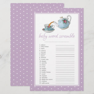 Papier Elégant Teacups Baby shower Tea Party Word Scrable