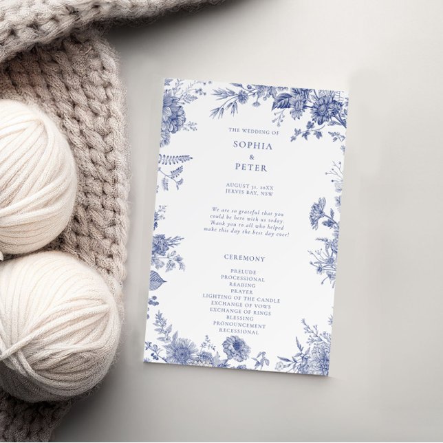 Papier Élégant Toile bleu français Cérémonie Florale Prog (Créateur téléchargé)