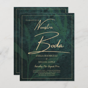 Papier Elegant Vert Or Espagnol BODA QR Code RSVP