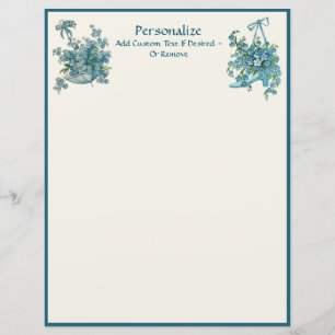 Papier Élégant Vintage Pansies victoriennes Baby Blue Flo