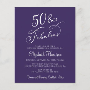 Papier Elégant violet 50e anniversaire Invitation de fête