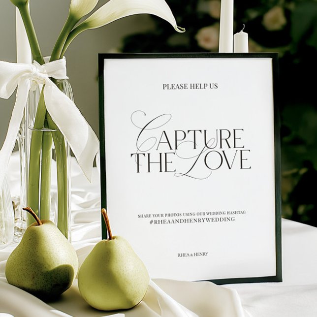 Papier Elegant Wedding “Capture the Love” Hashtag Sign  (Elegant Wedding “Capture the Love” Hashtag Sign)