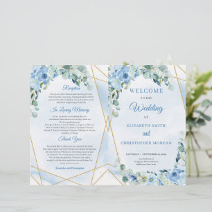 Papier Elégante aquarelle bleu poussiéreuse à fleurs euca