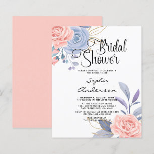 Papier Elégante aquarelle florale Invitation de douche nu