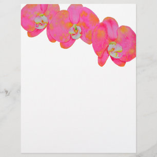 Papier Elégante aquarelle rose orchidées tropicale fleuri