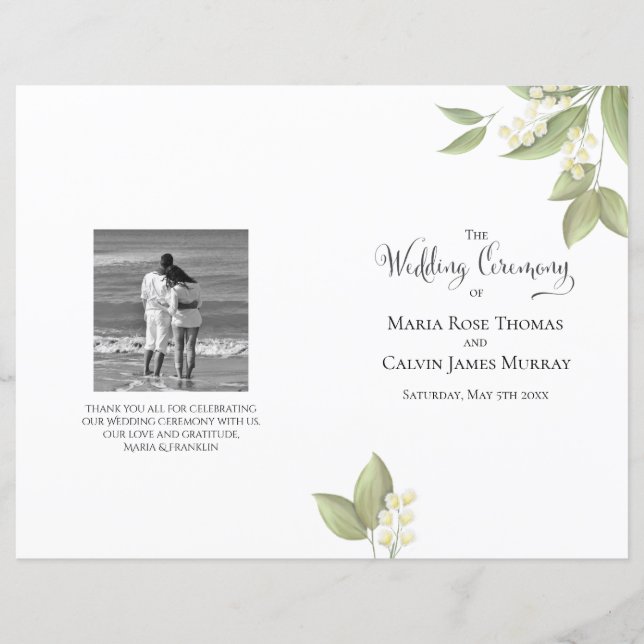 Papier Elégante cérémonie de mariage Sage Green Foliage (Devant)