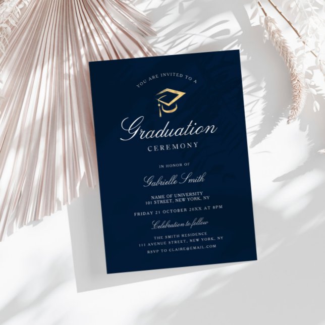 Papier Élégante cérémonie de remise des diplômes bleu mar (Créateur téléchargé)