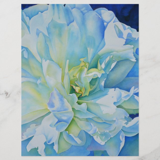 Papier Elégante couleur bleue turquoise florale (Devant)
