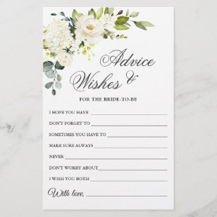 Papier Elégante Eucalyptus Rose blanche Voeux & Conseils 