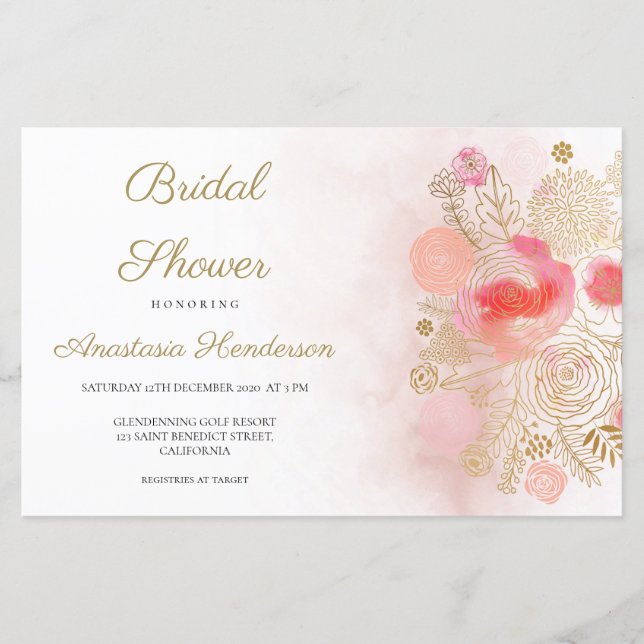 Papier Elégante invitation à la douche nuptiale budget. (Devant)