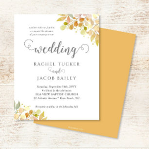 Papier Élégante invitation de mariage Florale Orange Or A