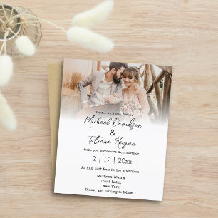 Papier élégante invitation de mariage simple photo délavé