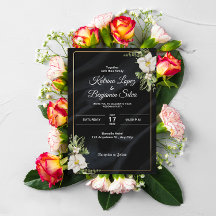 élégante invitation de mariage vintage noir