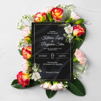 Papier élégante invitation de mariage vintage noir