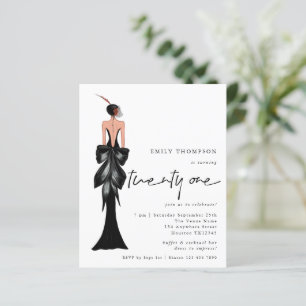 Papier Élégante Lady Invitation tendance Script 21e anniv