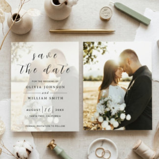 Papier Élégante Moderne Photo Mariage Date à Sauvegarder