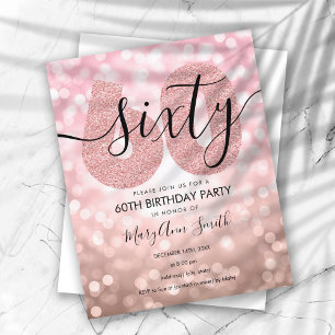 Papier Elégante Rose moderne Gold 60e fête d'anniversaire
