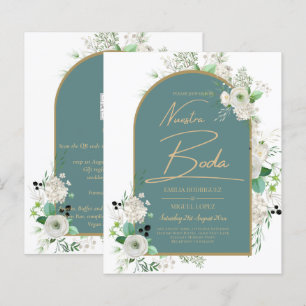 Papier Elégante Roses Blanches Nuestra Boda Mariage espag