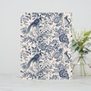 Papier Elégante Toile Florale Bleu Vintage Fleurie w. Ois