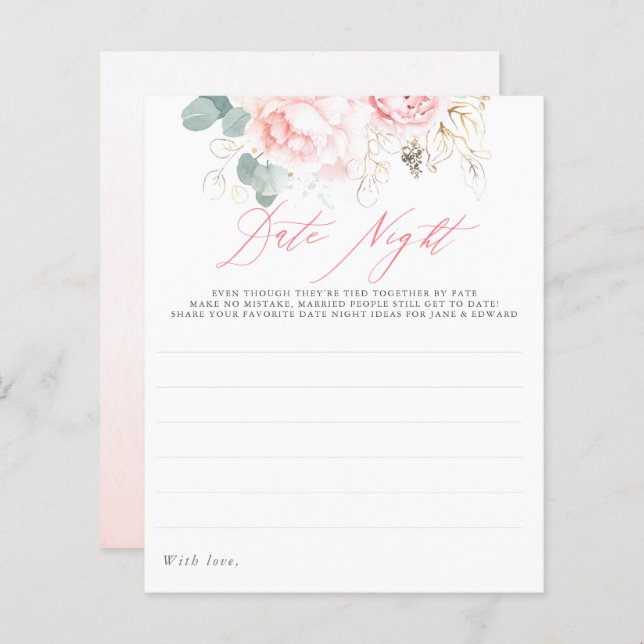 Papier Elégante verdure rose Floral Date Nuit Idées (Devant / Derrière)