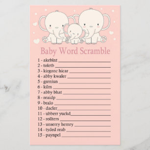 Papier Elephant Baby jeu de brouillage de mot