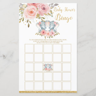 Papier Elephant Baby shower Bingo Activité de jeu Twin Gi