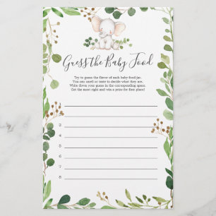 Papier Elephant Baby shower Devine La Nourriture Bébé