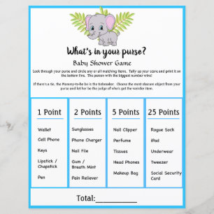 Papier Elephant Baby shower Whats Dans Votre Jeu De Purse