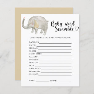 Papier Elephant - Baby Word Scramble Jeu