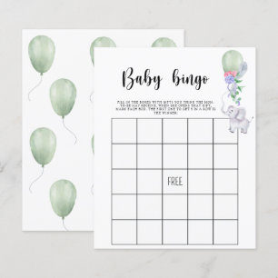 Papier Eléphant & ballon - Baby shower jeu de bingo