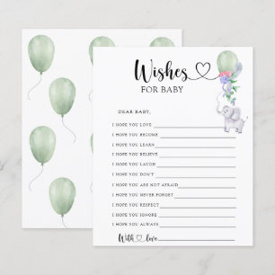 Papier Éléphant & Ballon - Jeu de fête vœux pour bébé