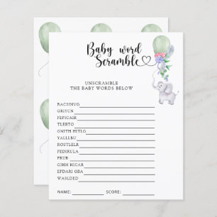 Papier Elephant & Balloon - Baby Word Scramble Jeu
