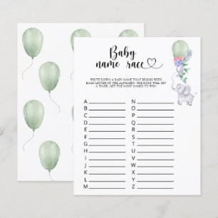 Papier Elephant & Balloon - jeu de course de nom de bébé